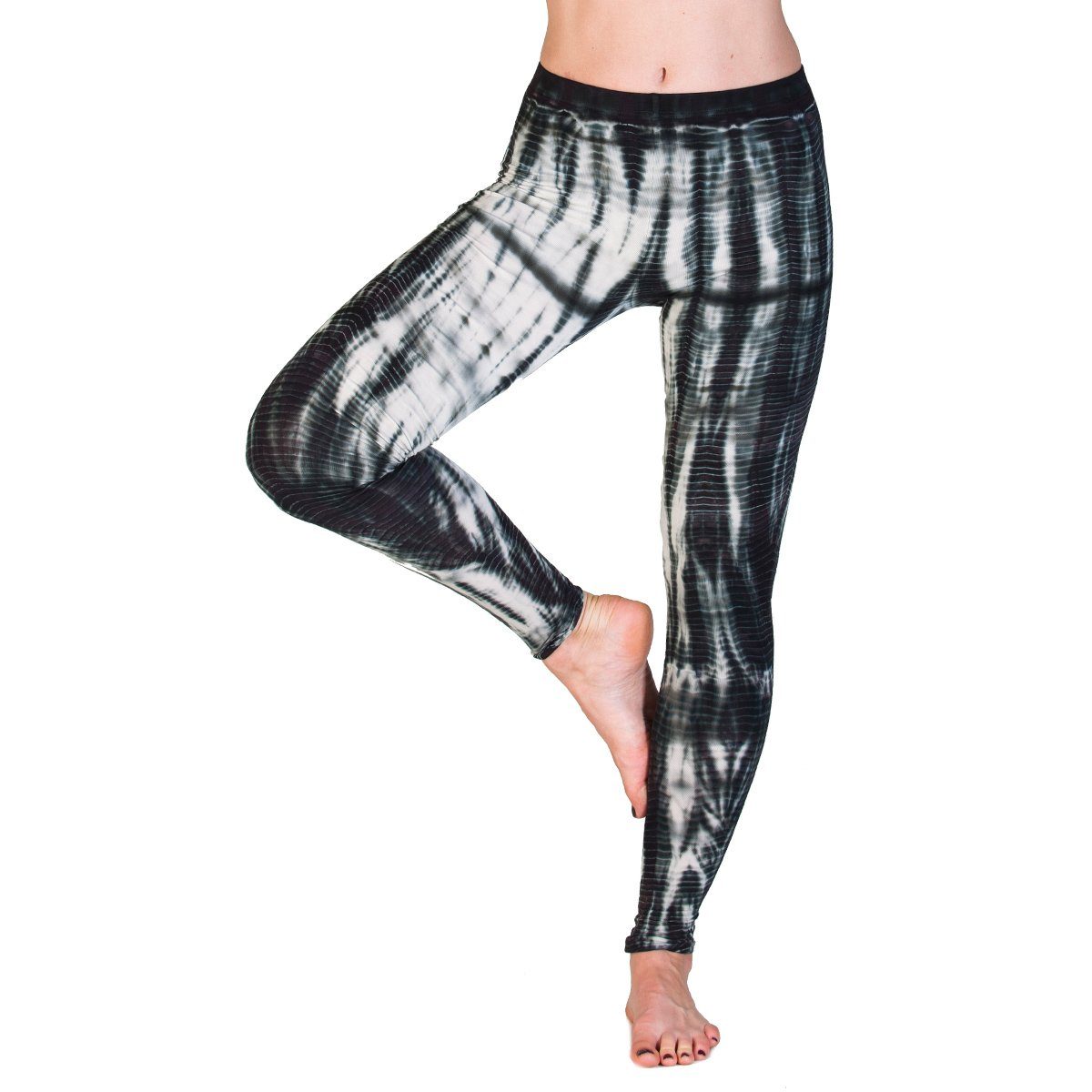 PANASIAM Leggings handgefärbte lange Hose Unikat Leggings Goa Yogaleggings Leggings Viskose Look aus Sportleggings natürlicher im Braunton CT05 Sporthose Batik Batik