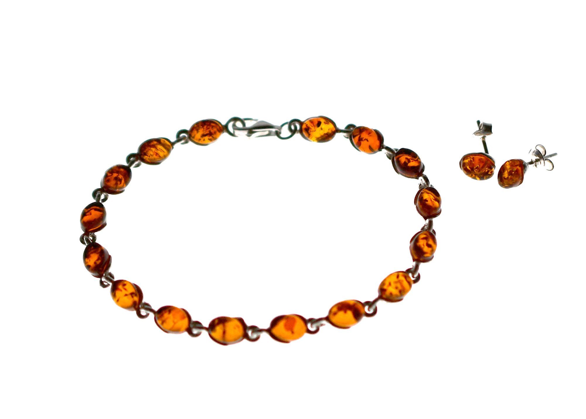 MyBer® Schmuckset Bernstein Schmuck Set Armband Ohrringe Damen Silber 925 (3-tlg), 3-teilig PMBER115