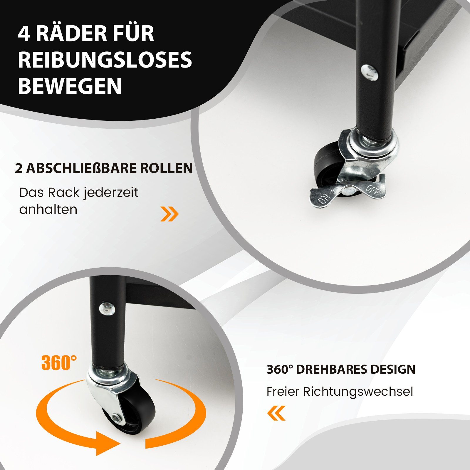 COSTWAY 30kg Rädern, auf 3-stufig, belastbar bis klappbar, Standregal,