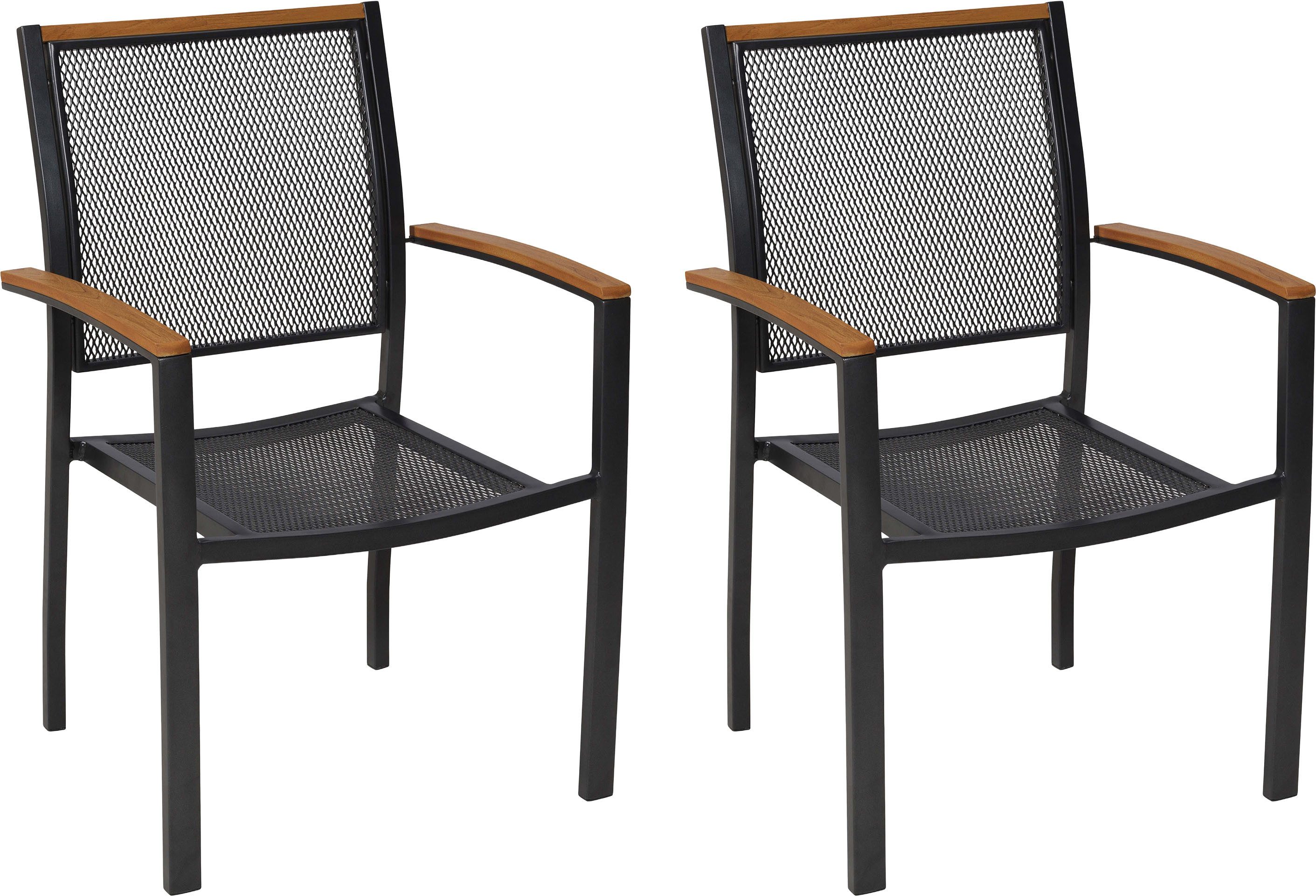 MERXX Gartensessel Itanos (Set, 2-St), Armlehnen aus Kunststoff in Holzoptik