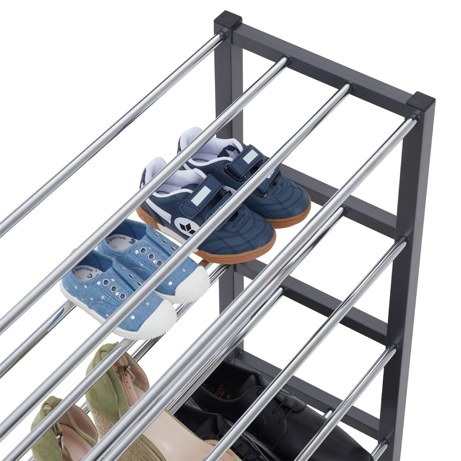 IDIMEX Schuhregal DUBLIN, Schuhständer mit 5 Ablagen, 80cm breit Schuhaufbewahrung Metall grau