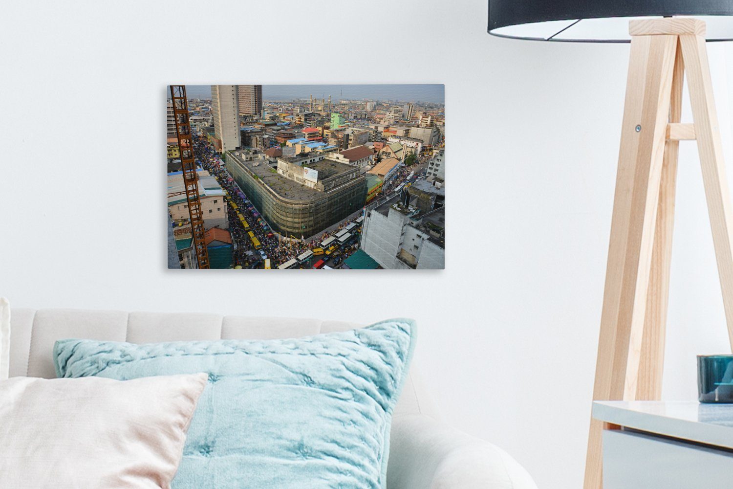 Stadt Wandbild OneMillionCanvasses® Wanddeko, St), (1 Leinwandbild Aufhängefertig, - Lagos Straße, - cm Leinwandbilder, 30x20