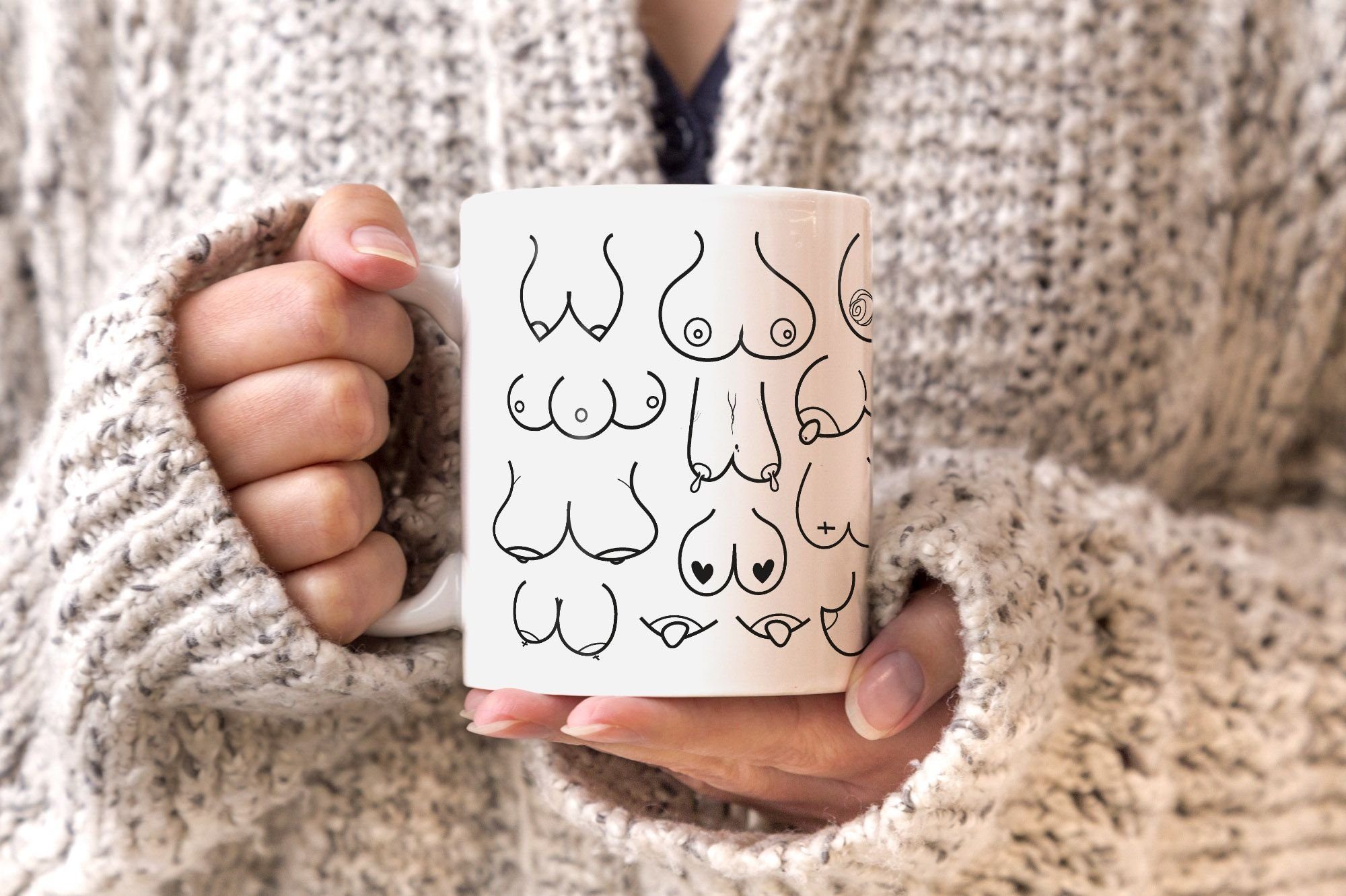 Fun-Tasse Büro-Tasse Kaffee-Tasse Tasse MoonWorks Keramik Titten-Muster Titten-Tasse MoonWorks®, Brüste