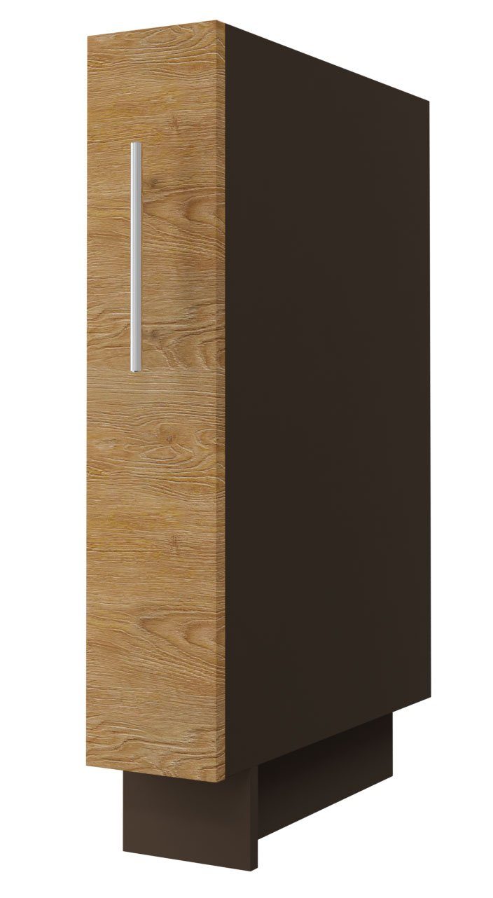 Feldmann-Wohnen Unterschrank Malmo (Malmo) 15cm Front-, Korpusfarbe & Ausführung wählbar 1-türig mit Korbeinsatz ares black