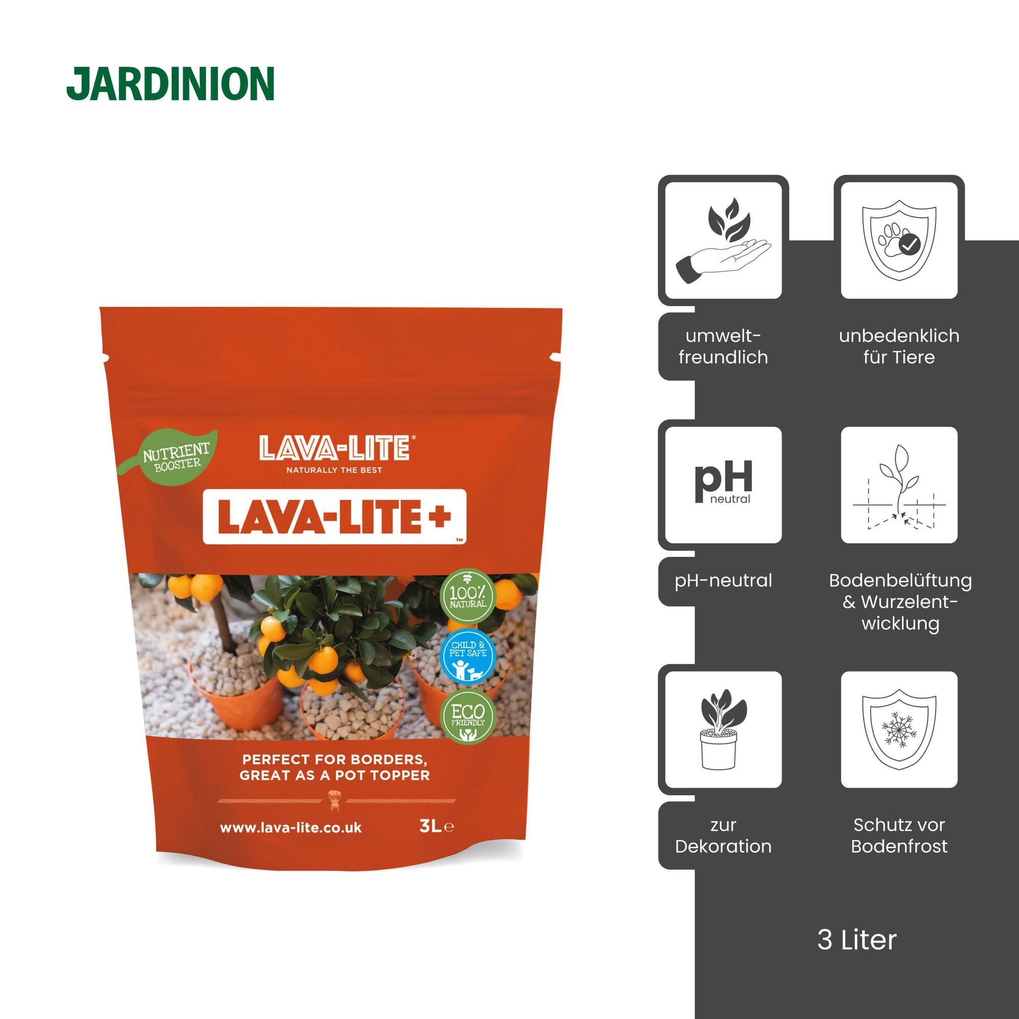 Jardinion Pflanzgranulat Lavagranulat, (3 Liter, grau, 1-St), Für Gipskarton im Trockenbau aus Hart-PVC