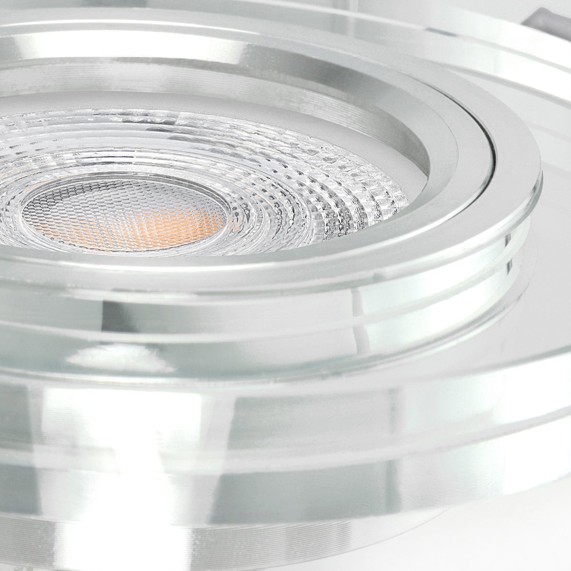 SSC-LUXon LED Design LED Warmweiß GU10 LED in klar Lampe, Einbaustrahler Einbauleuchte mit Glas rund