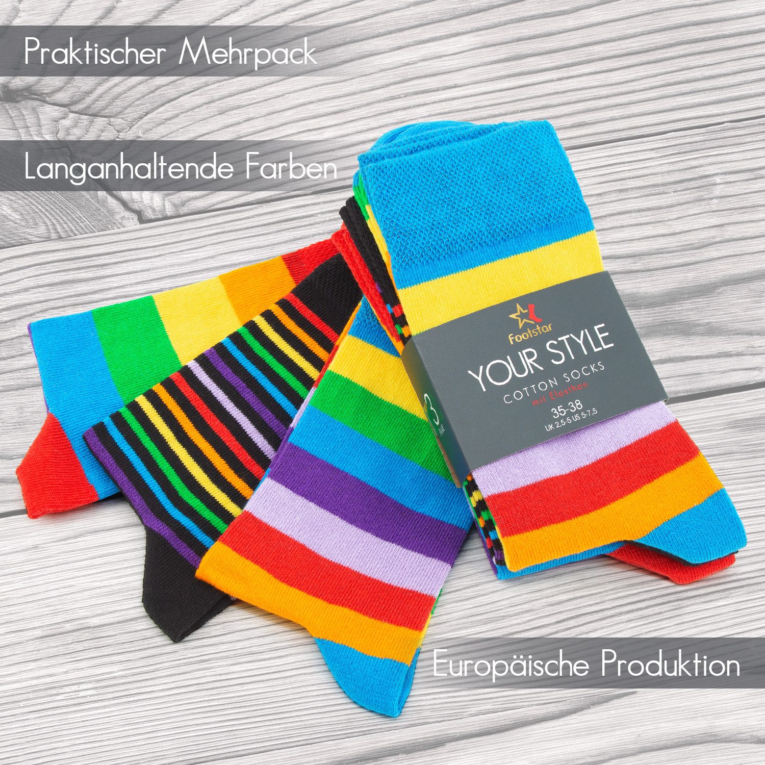 Footstar Socken Damen & Herren Ringel Socken (6 Paar)