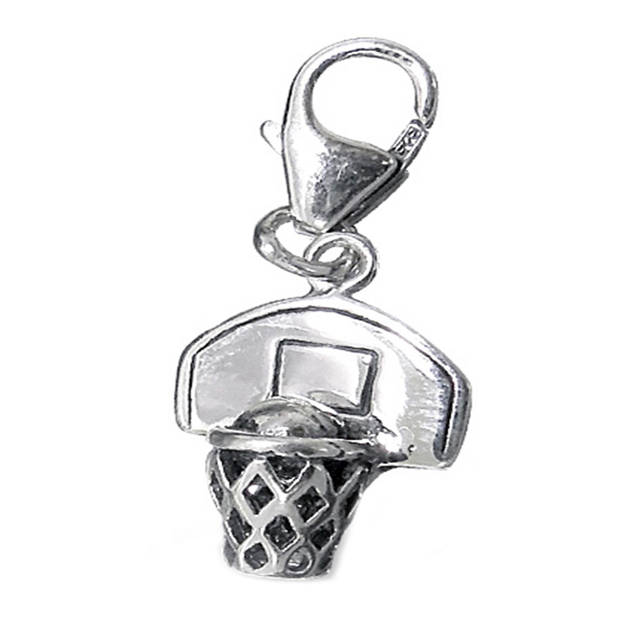 schmuck23 Charm-Einhänger Charm Anhänger Basketball Korb 925 Silber Kettenanhänger (1-tlg), Für Armband, Halskette oder Schlüsselanhänger