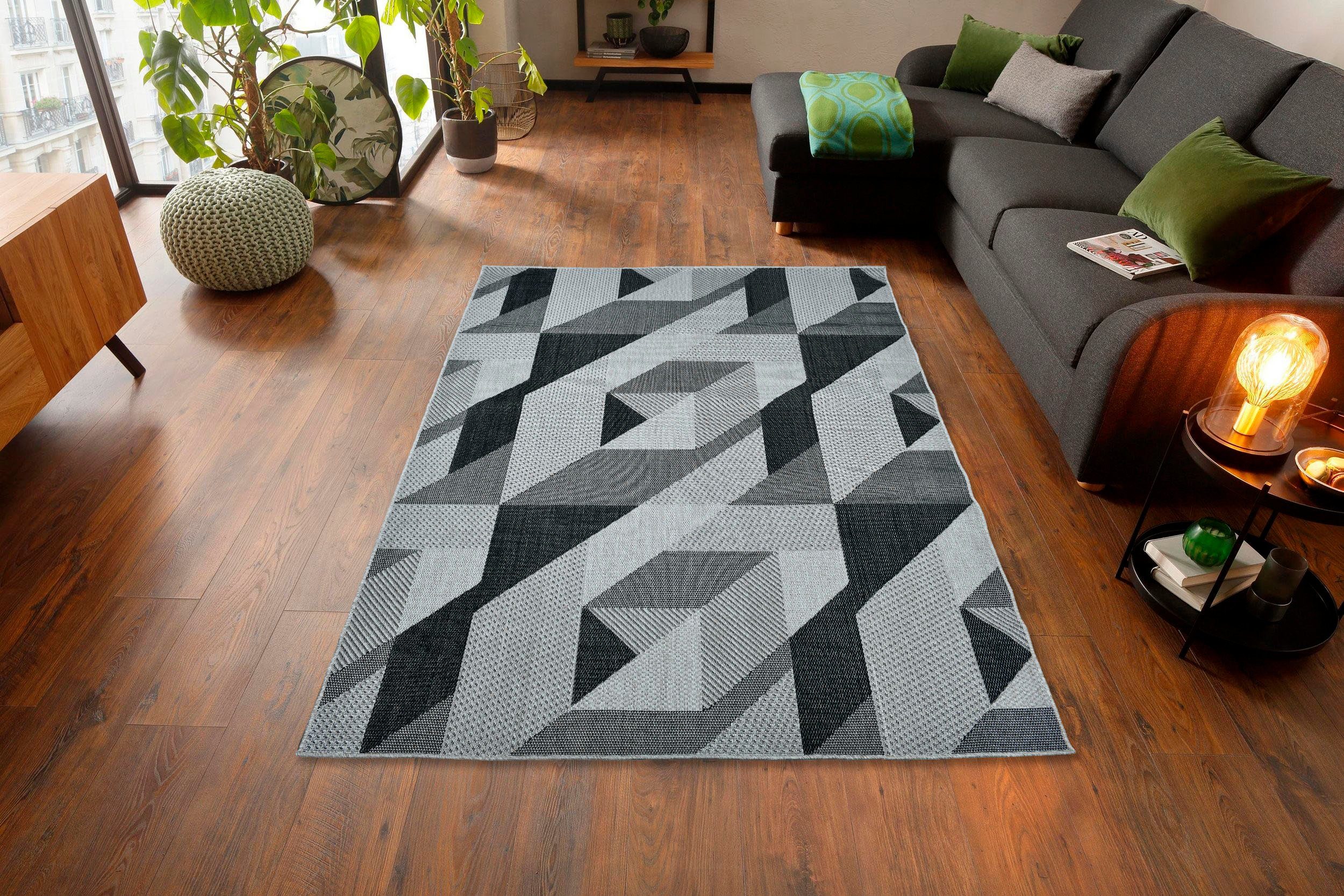 Borfin, affaire, schmutzabweisend, geeignet Muster, Outdoor 7 mm, mit geometrischem Höhe: und grau Home Teppich In- rechteckig,