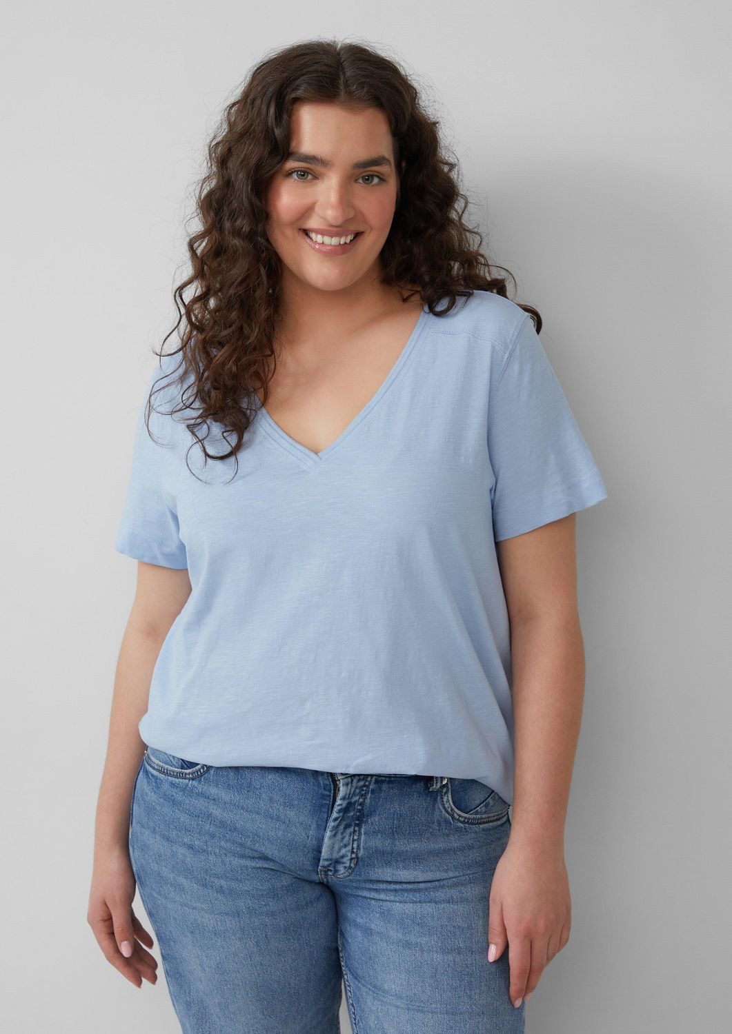 s.Oliver T-Shirt Curve Shirt mit Flammgarn-Struktur, günstig online kaufen