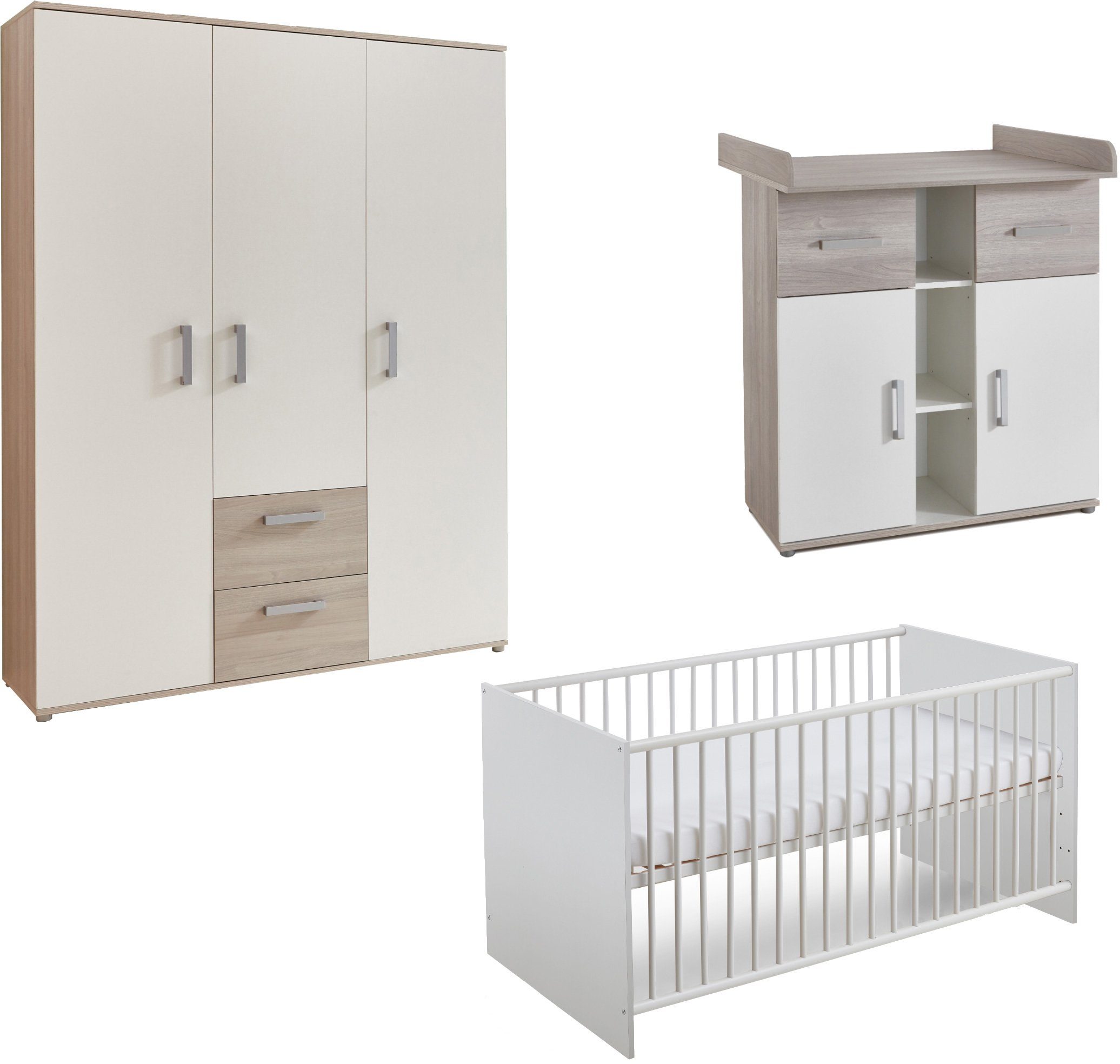 arthur berndt Babyzimmer-Komplettset Lotti, (Set, 3-St., Kinderbett, Schrank,  Wickelkommode), Made in Germany; mit Kinderbett, Schrank und Wickelkommode