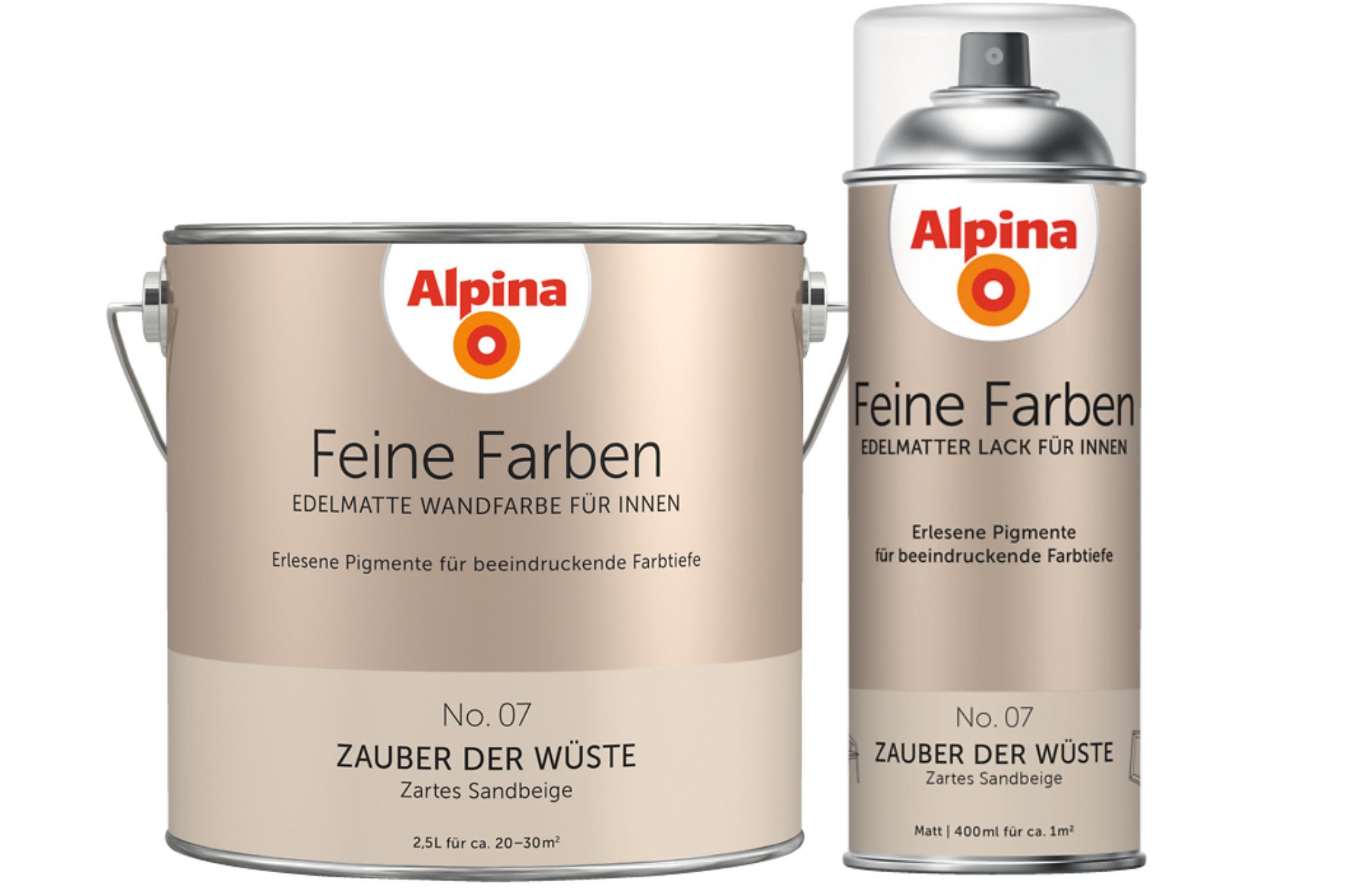 Alpina Wandfarbe - SET - Feine Цвета Wandfarbe 2,5L + Sprühlack 400ml edelmatt