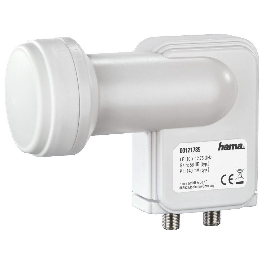 Hama 00121785 Universal-Twin-LNB Empfangsgerät weiß Universal-Twin-LNB (UHD und HDTV Empfang)