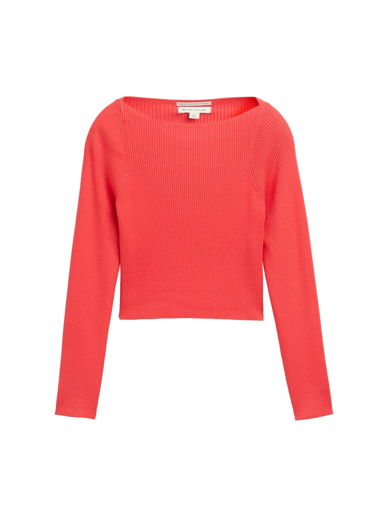 Strickpullover Ripp Strickpullover mit U-Boot-Ausschnitt