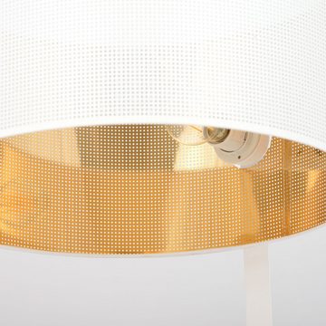 Licht-Erlebnisse Stehlampe ELINA, ohne Leuchtmittel, Metall Stoff E27 157 cm hoch in Weiß Gold Modern
