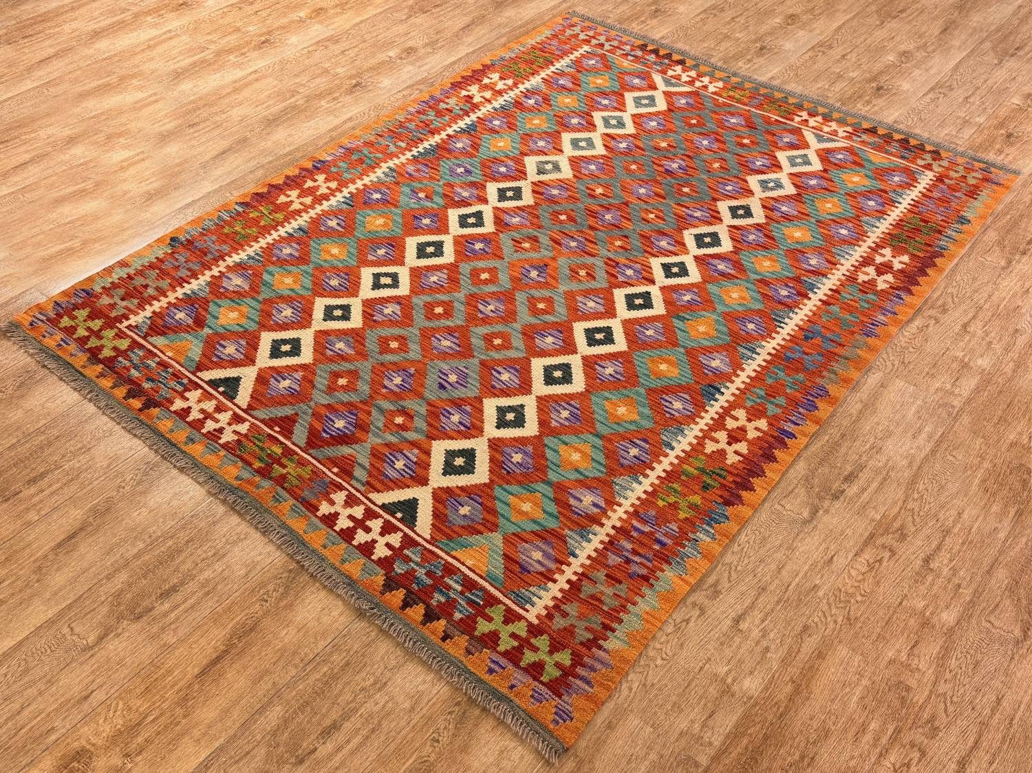 Rug Studios Teppich KELIM ORIGINAL HANDGEARBEITET, Rechteckig, Höhe: 5 mm, Handgefertigt, 150 x 204 cm, Multi