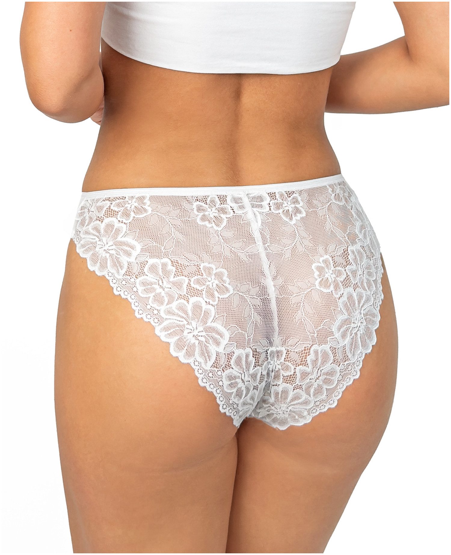Donna Slip 247 (2-St) Damen 2er Pack Slips Unterhosen Panty florale Spitze Baumwolle