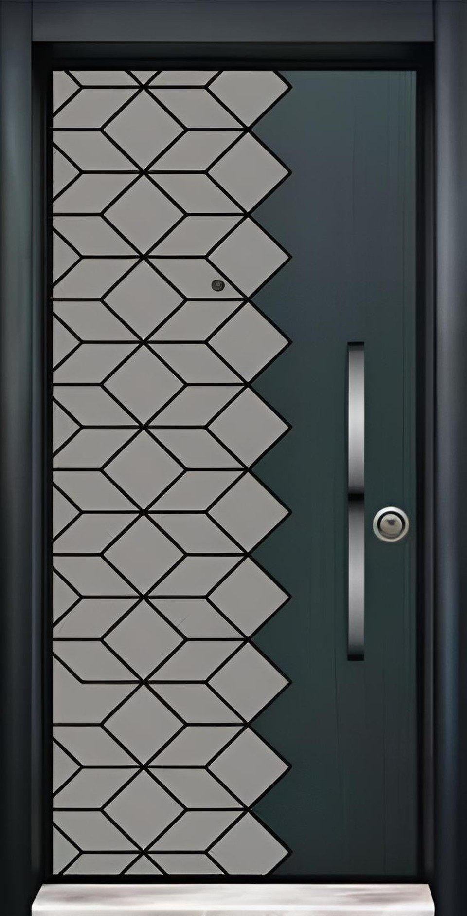 Xlmoebel Haustür Graue Eingangstür aus Aluminium und Kunststoff mit Sicherheitsschloss (1-St), Made in Europa