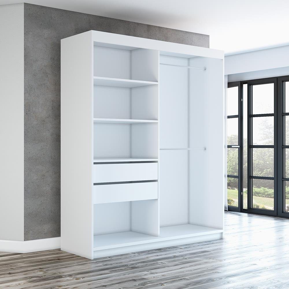 Schwarz Schwebetürenschrank ELEGANZA weiß MöbelLand Schrank 180 cm 2-türig A&J / / GmbH schwarz