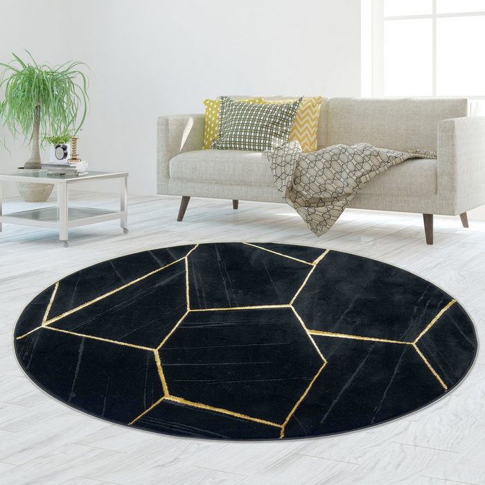 Teppich Wohnzimmerteppich geometrisches Muster in schwarz gold TeppichHome24 rechteckig OR11103