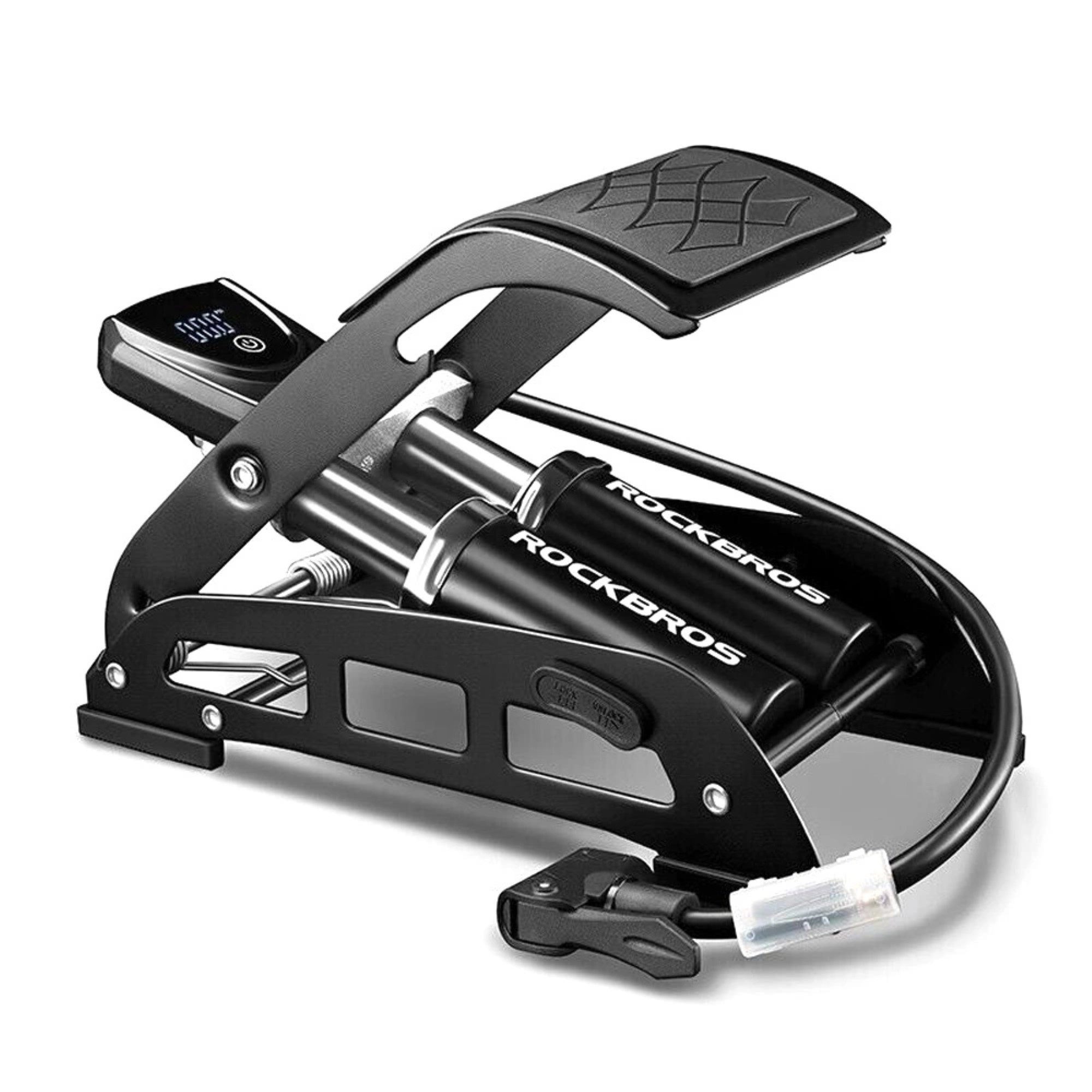 ROCKBROS Fußpumpe Fußpumpe mit Display in Schwarz 14 x 29 x 22 cm Digitaler Bildschirm