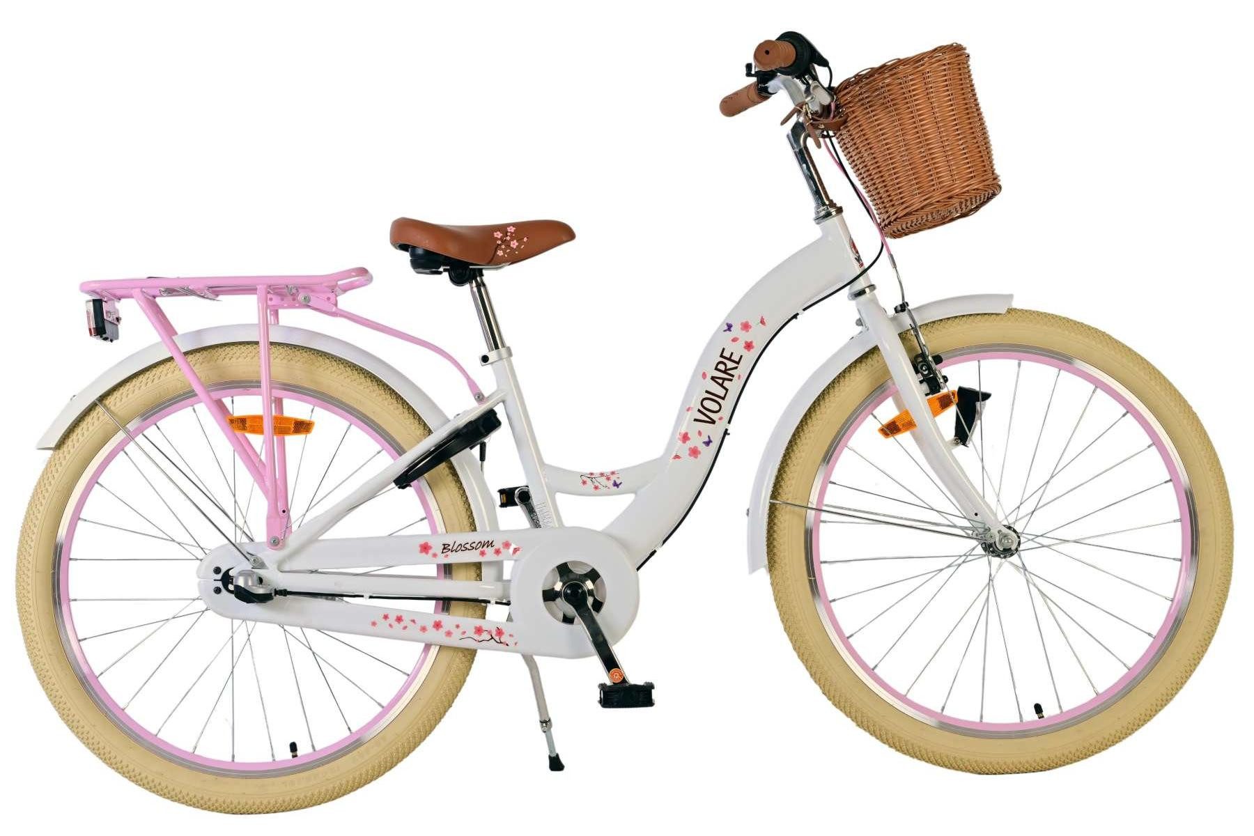 Volare Kinderfahrrad Volare Blossom Kinderfahrrad für Mädchen - 24 Zoll in Weiß, Vorderradbremsen, geschlossener Kettenschutz