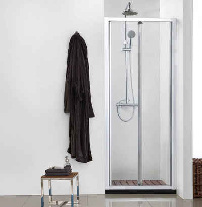 welltime Dusch-Falttür »Texas«, 90x190 cm, Einscheibensicherheitsglas, Glastür für Dusche, Nischentür für Duschkabine, Falttür