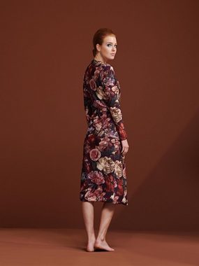 Essenza Damenbademantel Vera Claire, Langform, Baumwoll-Mix, Kimono-Kragen, Gürtel, aus einem samtweichen Polyester-Baumwoll-Mix mit Blumenprint