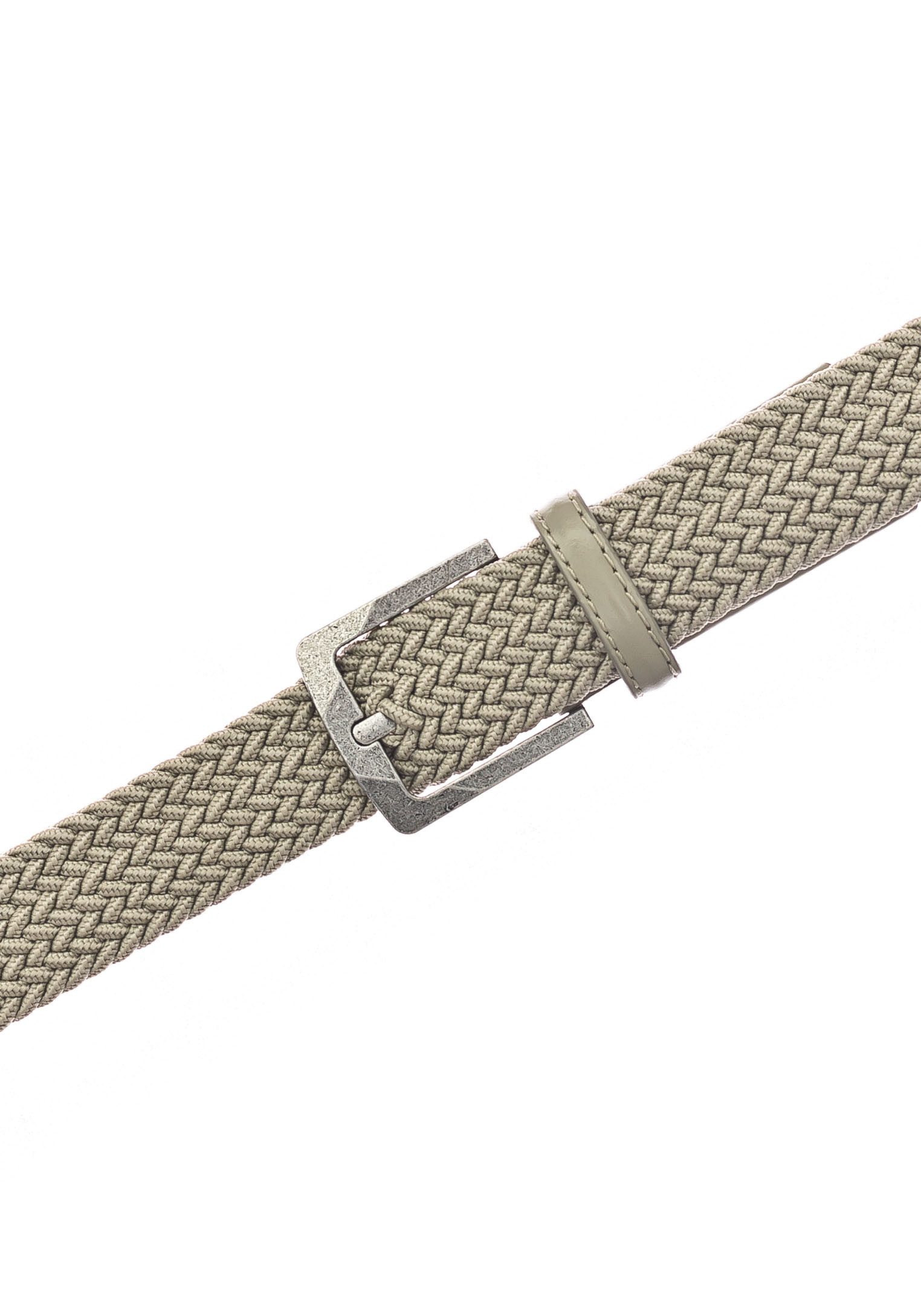 MUSTANG Flechtgürtel Elastisch in Flechtoptik, mit markanten Lederdetails, 3,5 cm
