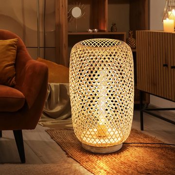 etc-shop LED Stehlampe, Leuchtmittel inklusive, Warmweiß, Stehleuchte Bambus Rattan Stehlampe Bambus Lampe natur