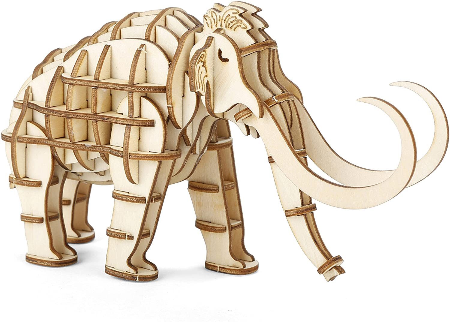 WestCraft 3D-Puzzle geschicktes 3D Holz Tier Puzzle für Klein & Groß Klebepuzzle Mammuth, 50 Puzzleteile, viele Teile, Spaß mit Dinosaurier Mammuth Gorilla Seepferdchen & Co