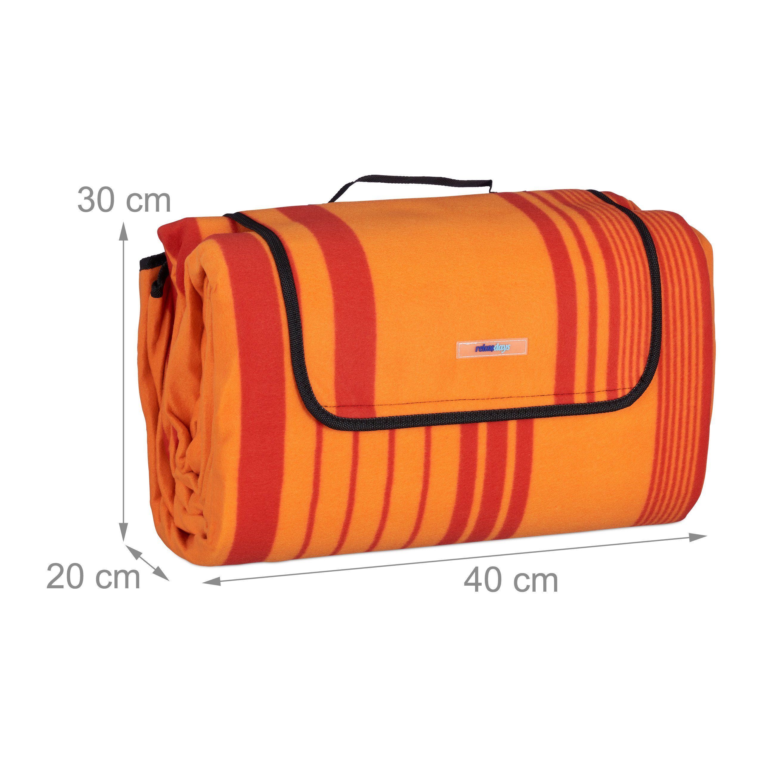 relaxdays Picknickdecke XXL 200x300 cm orange/rot, Picknickdecke