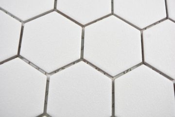 Mosani Mosaikfliesen Hexagonale Sechseck Mosaik Fliese Keramik weiß
