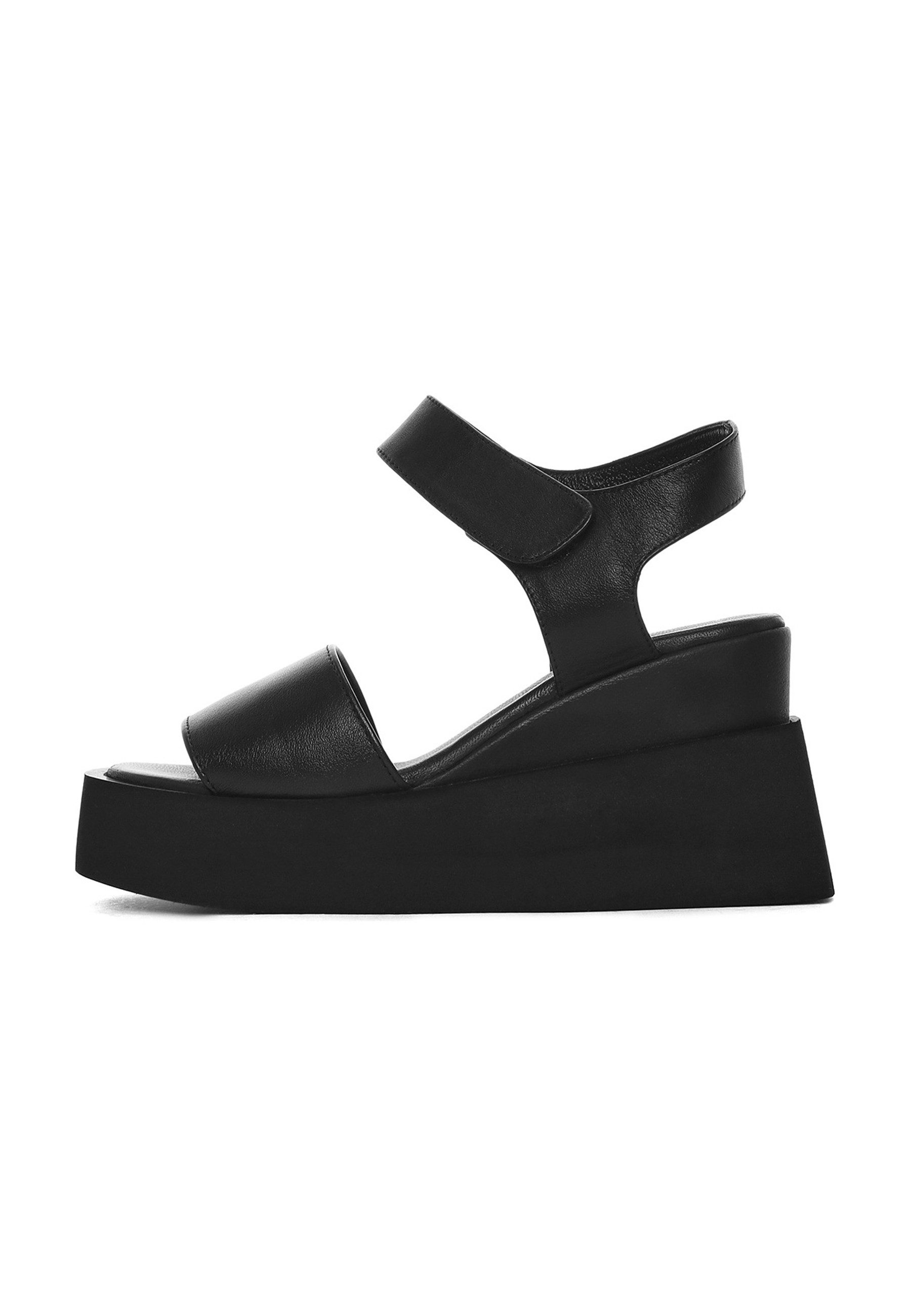 Derimod Keilabsatz-Sandalen aus Leder Sandale Echtes Leder, Plateauabsatz, TPU-Sohle, Knöchelriemen, Klettverschluss