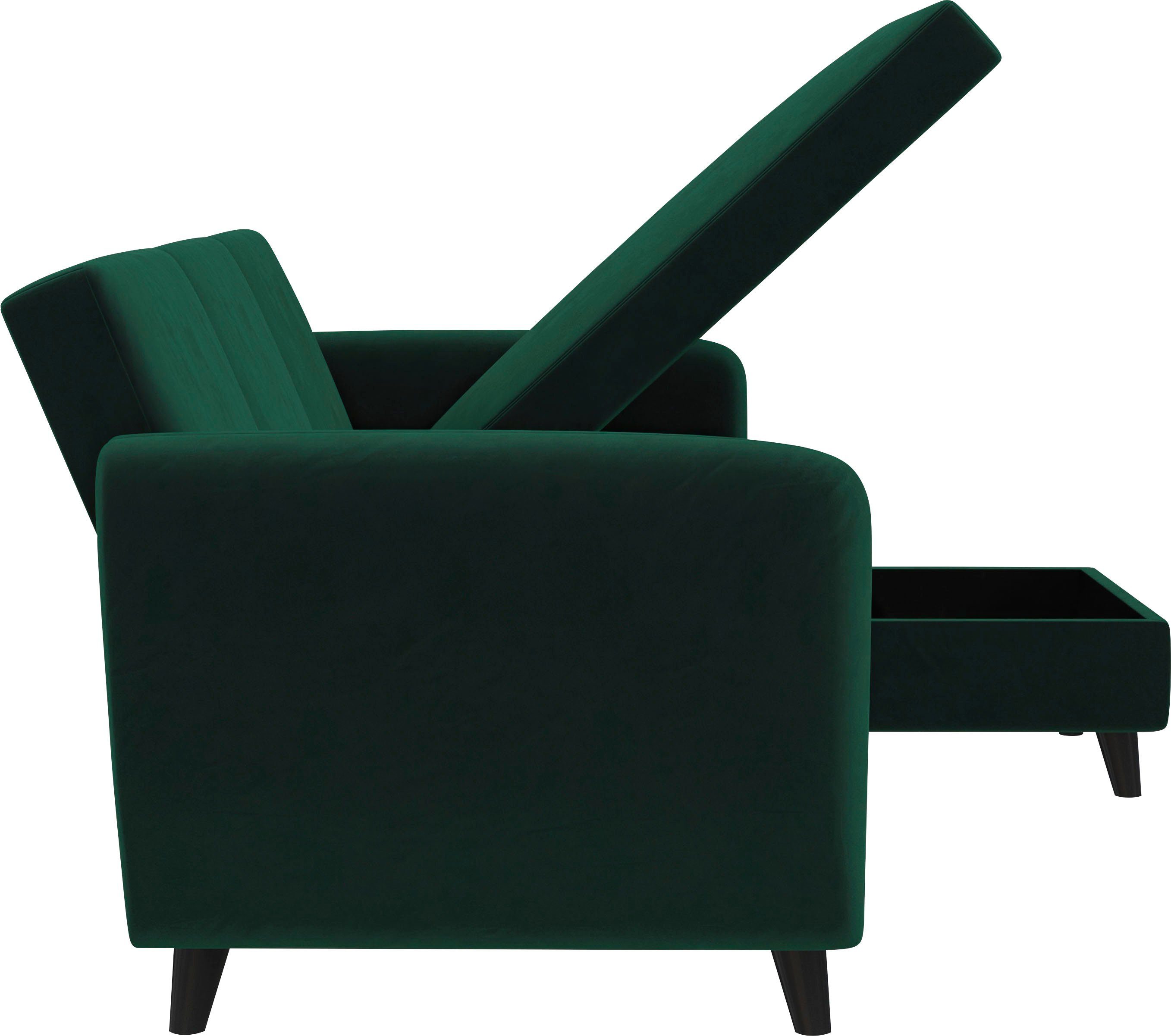 Dorel Home Ecksofa Perry, Rückenlehne, 219 dunkelgrün Farbvarianten, 43 Sitzhöhe cm, Breite cm verschiedene