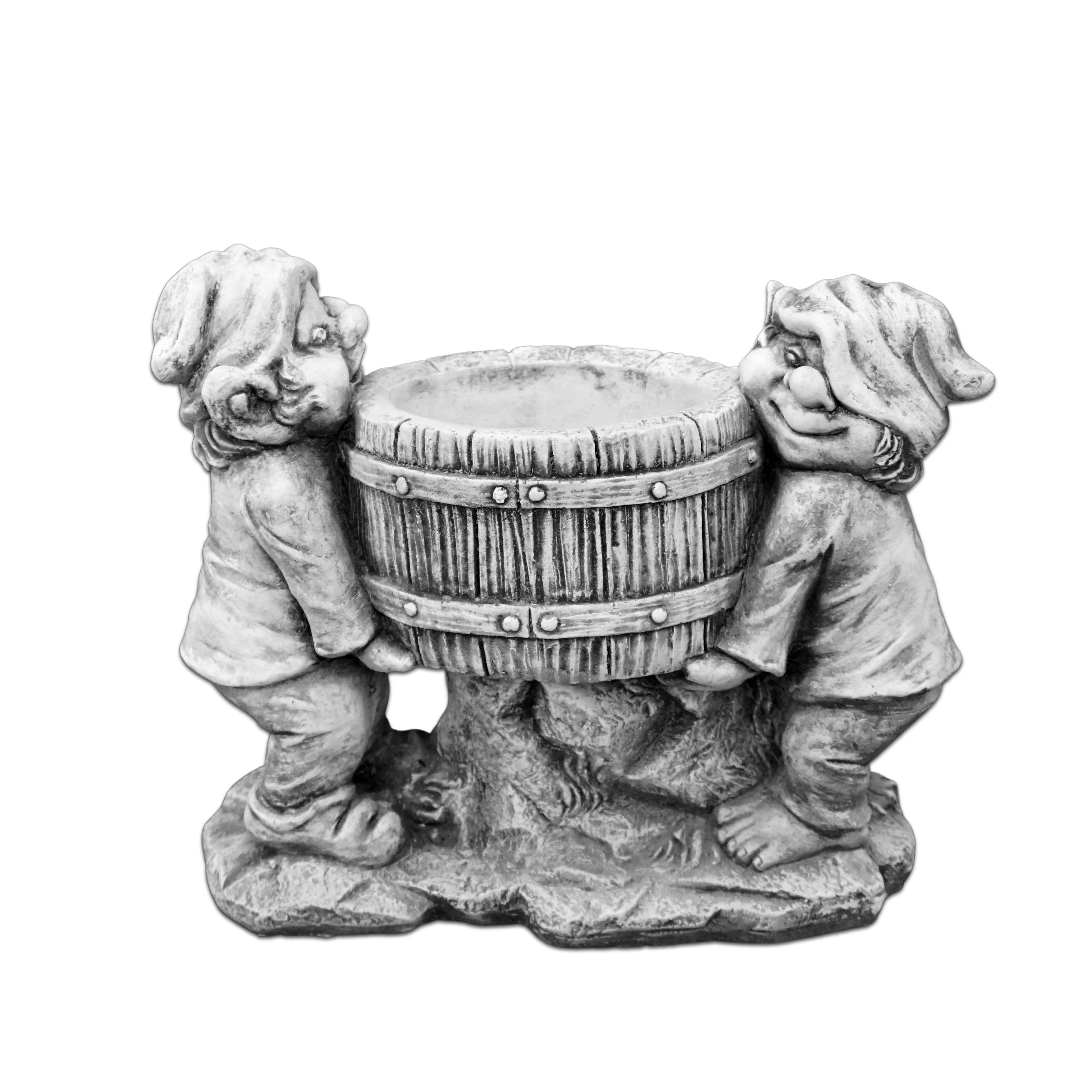 gartendekoparadies.de Gartenfigur Gnome Gartenzwerg Steinfigur Pflanzgefäß 32 cm Steinguss 17 kg, Frostsicher