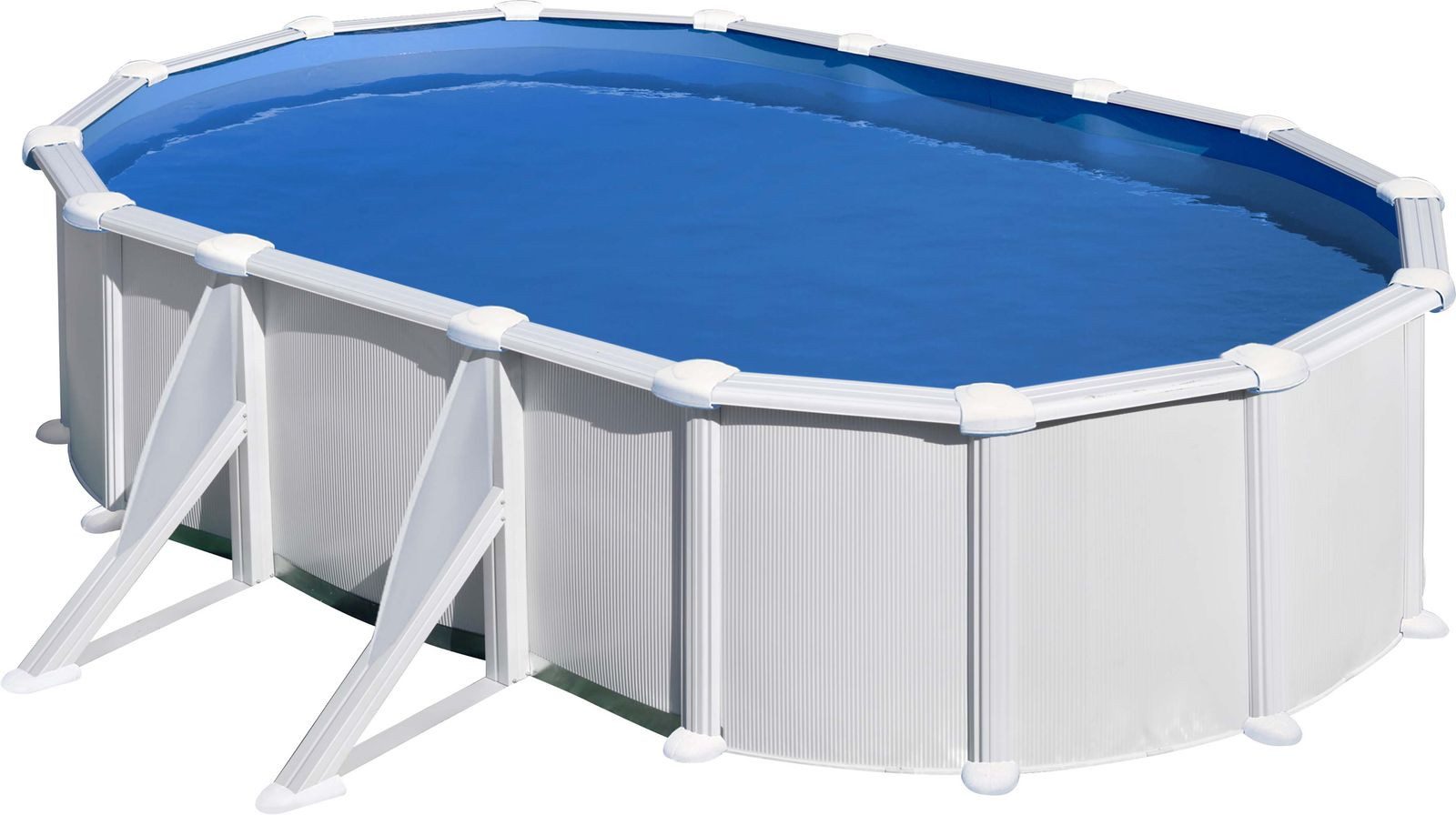 swim & fun Pool Ovaler Stahlwandpool L730 × B375 × H132 cm – Familienpool Komplett-Set