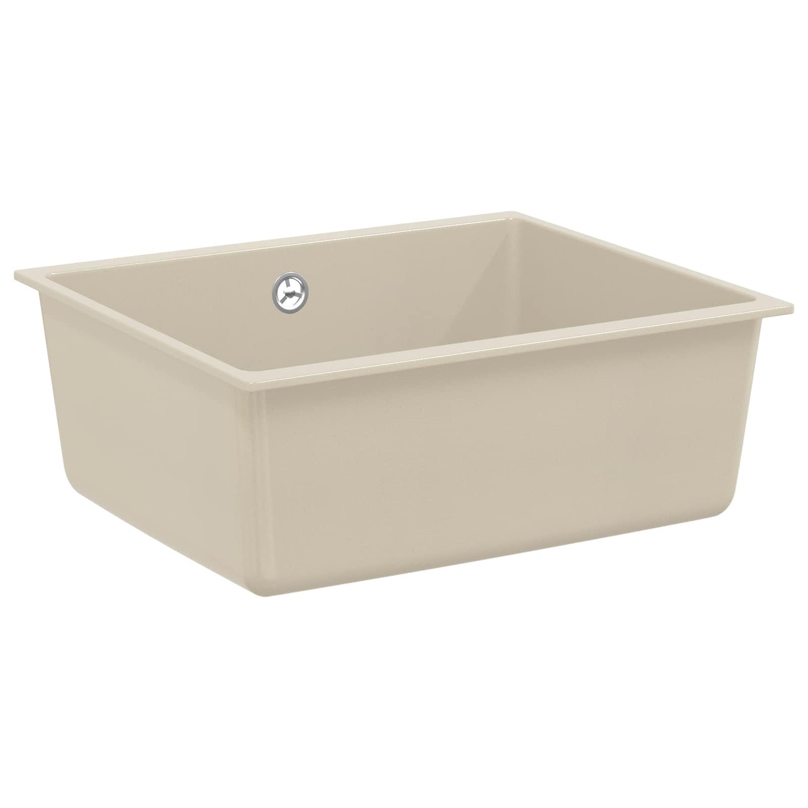 vidaXL Granitspüle Waschbecken 80% Quarz und 20% Harz 530 x 460 mm Beige, Rechteckig, 5/530 cm, (1 St)