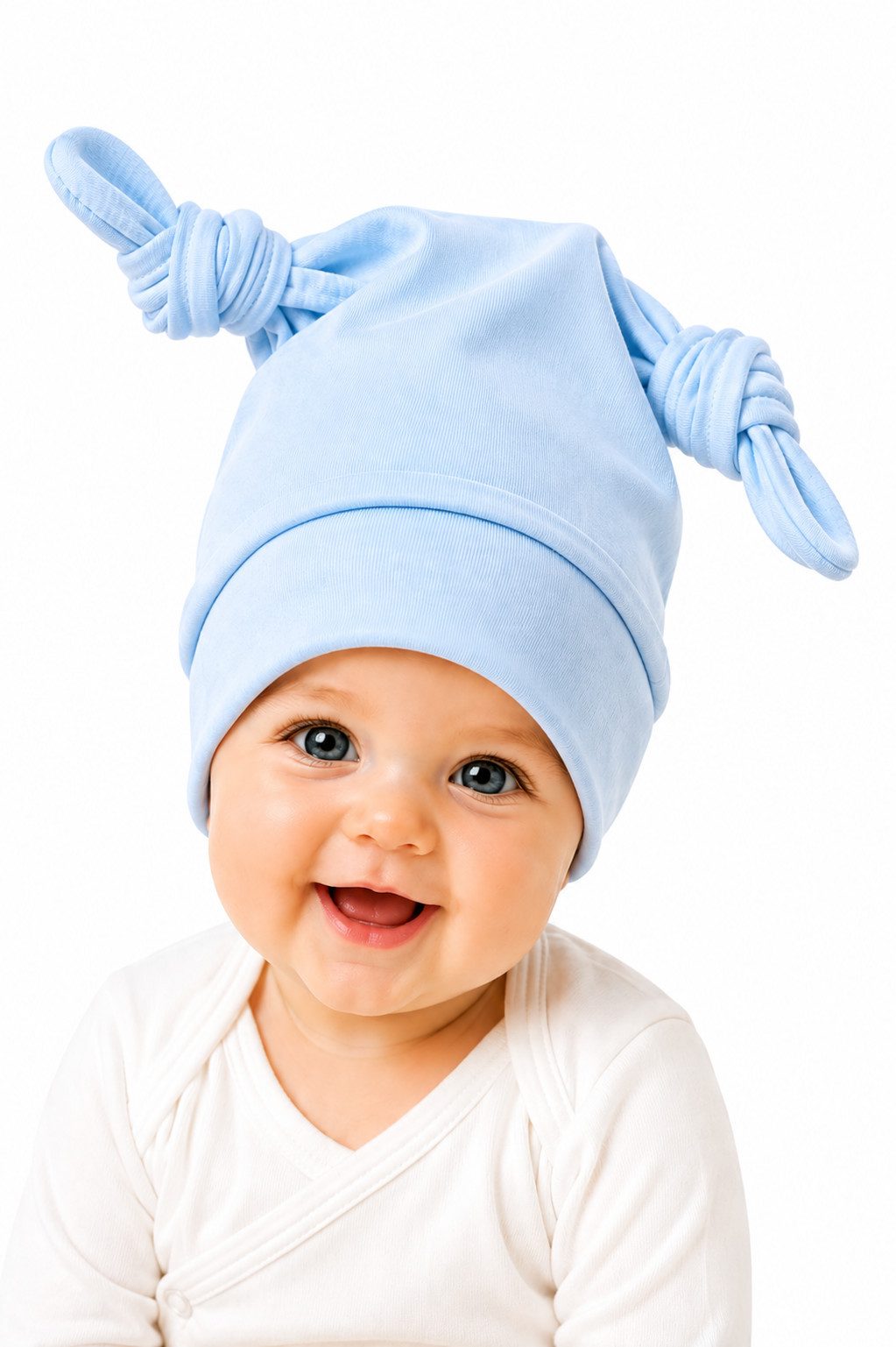 La Bortini Erstlingsmütze Babymütze Knotenmütze Baby Mütze mit Knoten elastisch in verschiedenen Farben erhältlich, 36 38 40 42 44 46 48 50 52 53