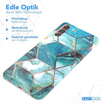 EAZY CASE Handyhülle IMD Motiv Cover für Samsung Galaxy S21 Plus 6,7 Zoll, Etui Silikonhülle Dünn Design Ultra Case kratzfest Marmor Blau Grün