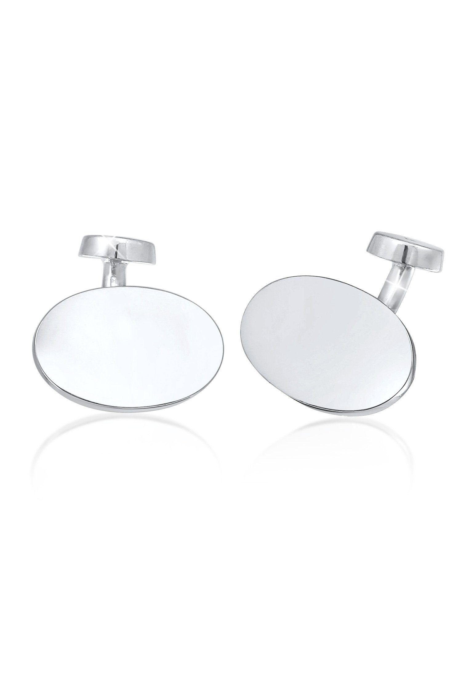 Kuzzoi Manschettenknöpfe Oval Plättchen Poliert Elegant 925 Silber, Plättchen