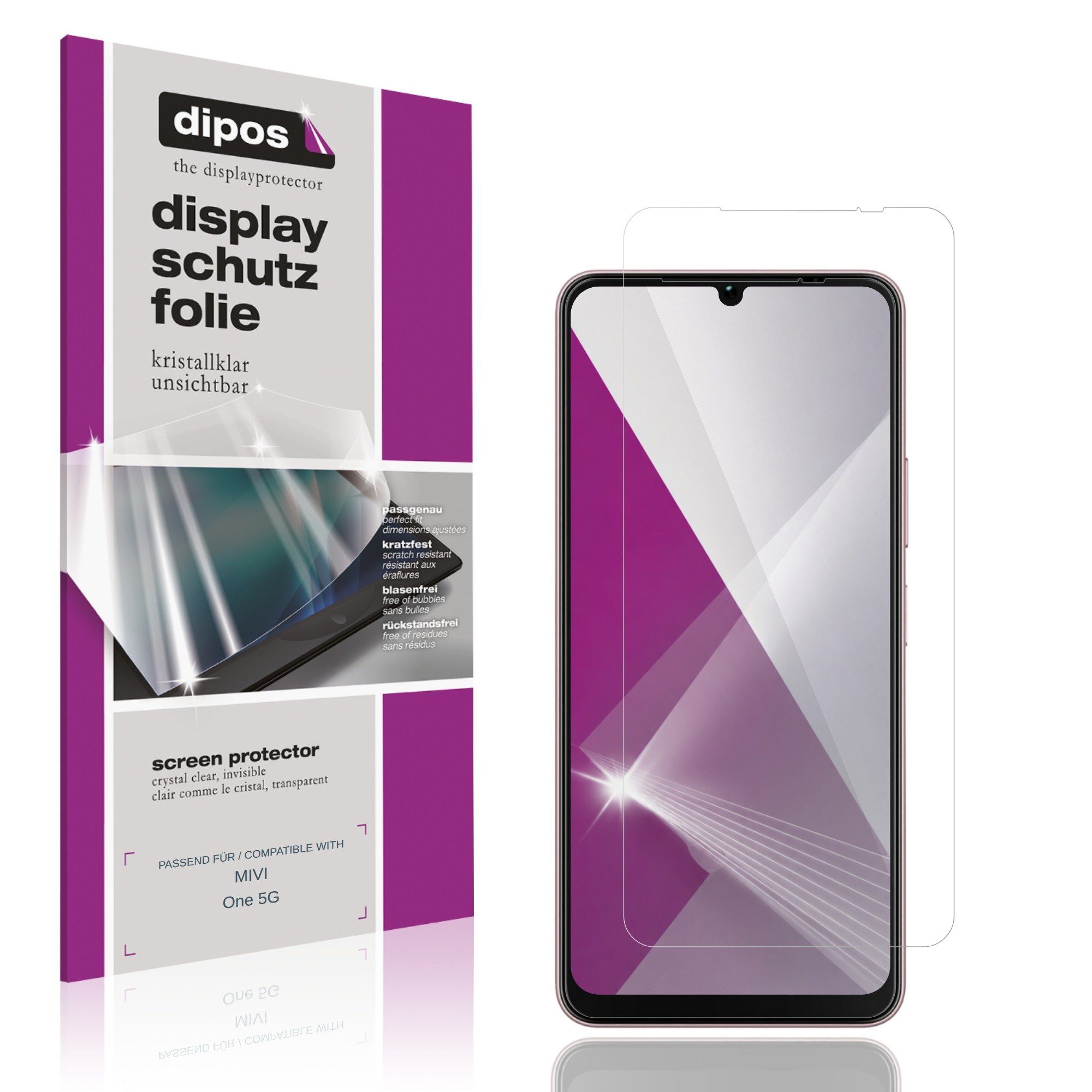 dipos Displayschutzfolie Schutzfolie für MIVI One 5G, 4 Stück, Displayschutz Schutz Folie Made in Germany