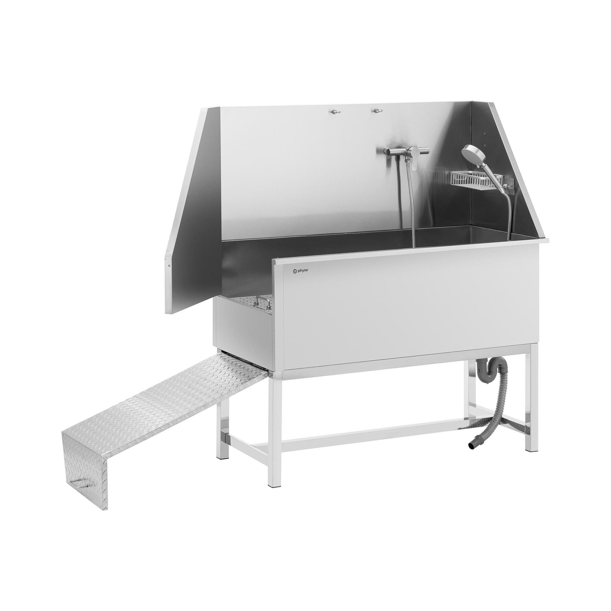 Physa Badewanne Hundebadewanne Hundewanne Haustierpflegewanne Edelstahl bis 60kg Rampe