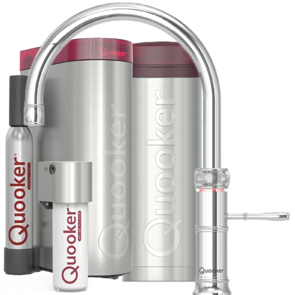 QUOOKER Küchenarmatur Classic Fusion Round Set mit PRO3 Reservoir & CUBE verchromt glänzend *inkl. 7 JAHRE GARANTIE*