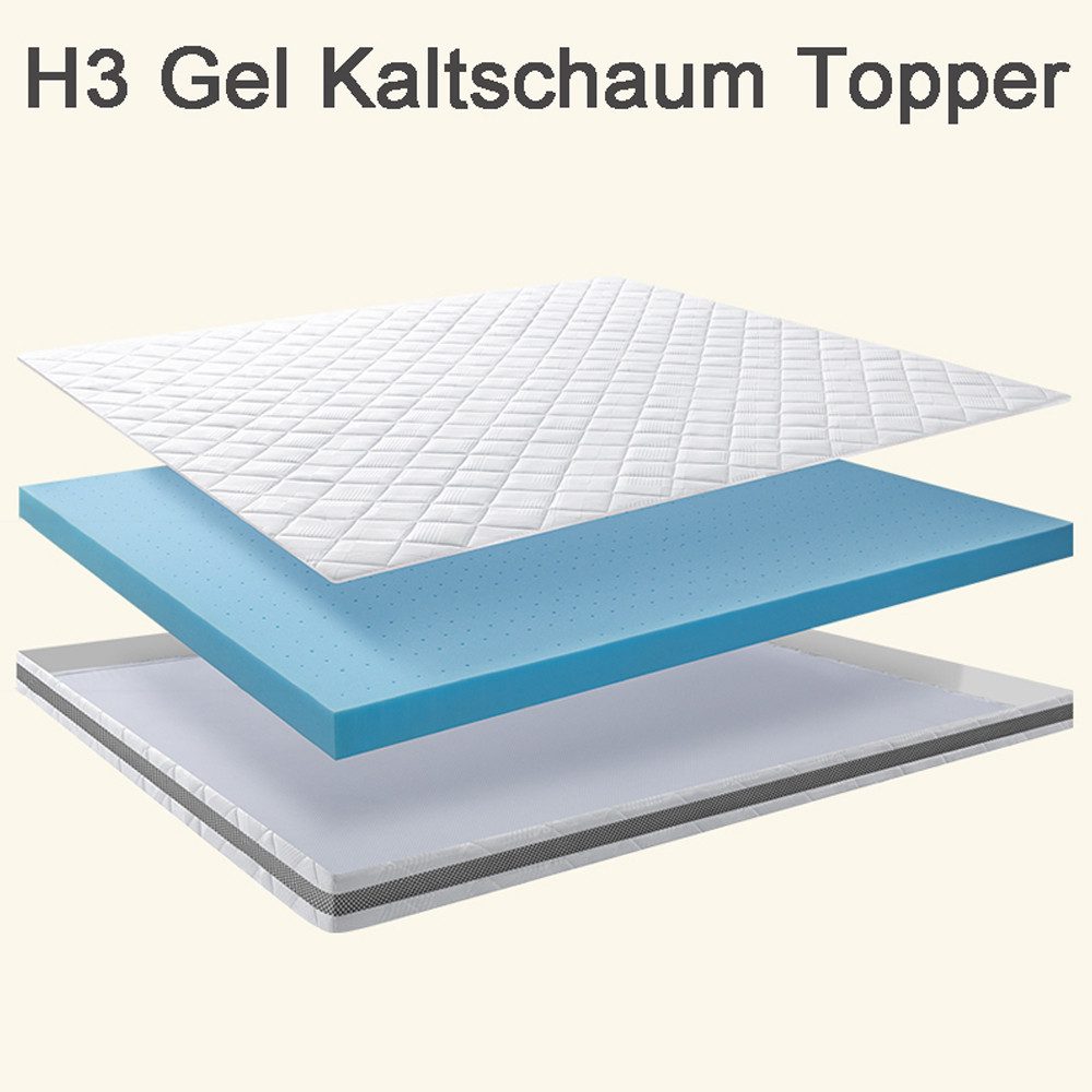 BedStory, Topper topper 180 x 200 cm aus H3 (mittelfest) oder H5 (sehr hart) schaum, 7,6 cm hoch, Kaltschaum, (Packung), Doppelte Rutschfestigkeit, Maschinenwaschbarer Bezug, OEKO-TEX®