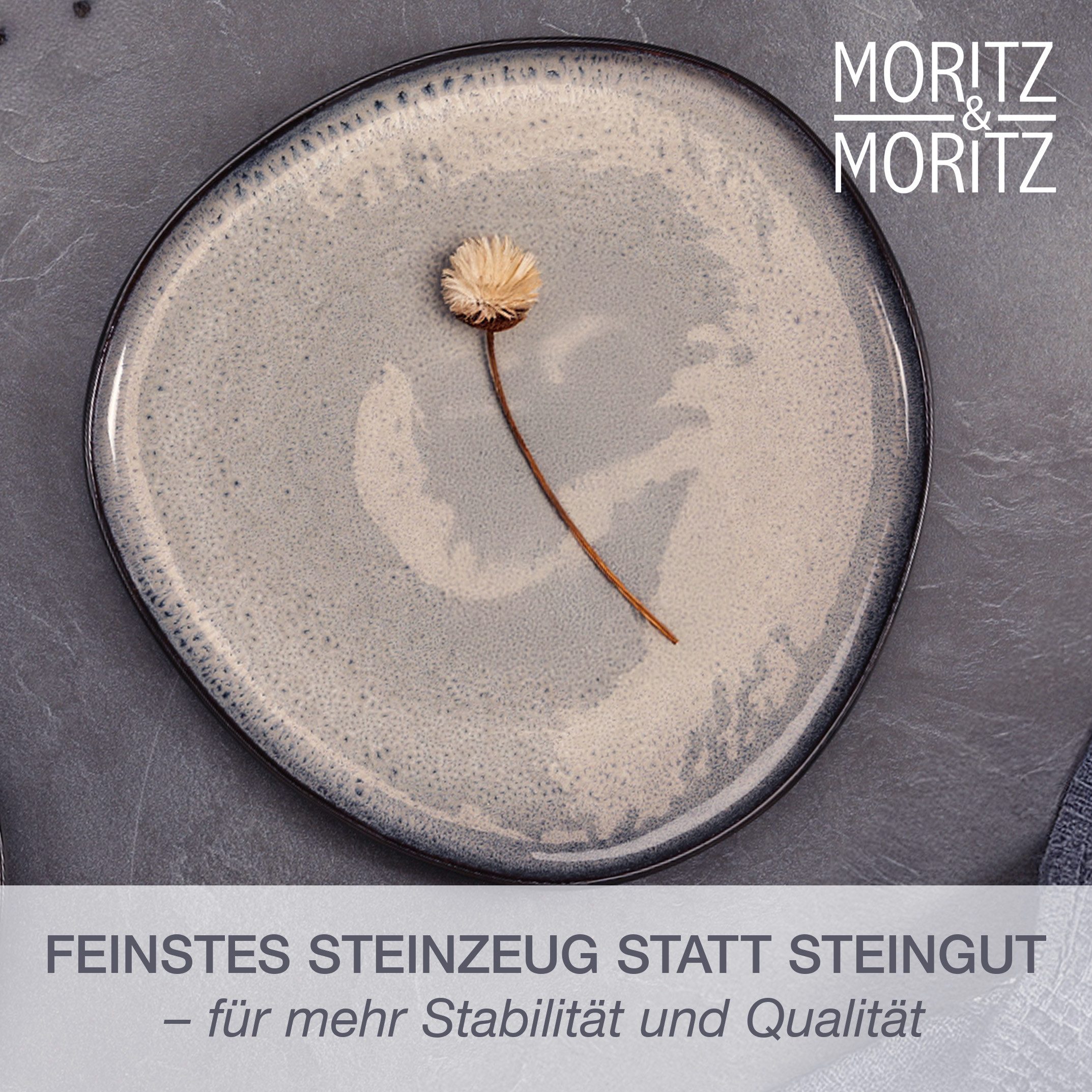 Moritz & Moritz Servierplatte ORGANIC Servierplatte 2er - Grau, (Set, 2-tlg., Set), Spülmaschinengeeignet