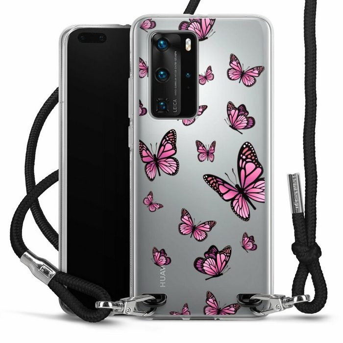 DeinDesign Handyhülle Schmetterling Muster Motiv ohne Hintergrund Schmetterlinge Pink Huawei P40 Pro Handykette Hülle mit Band Case zum Umhängen