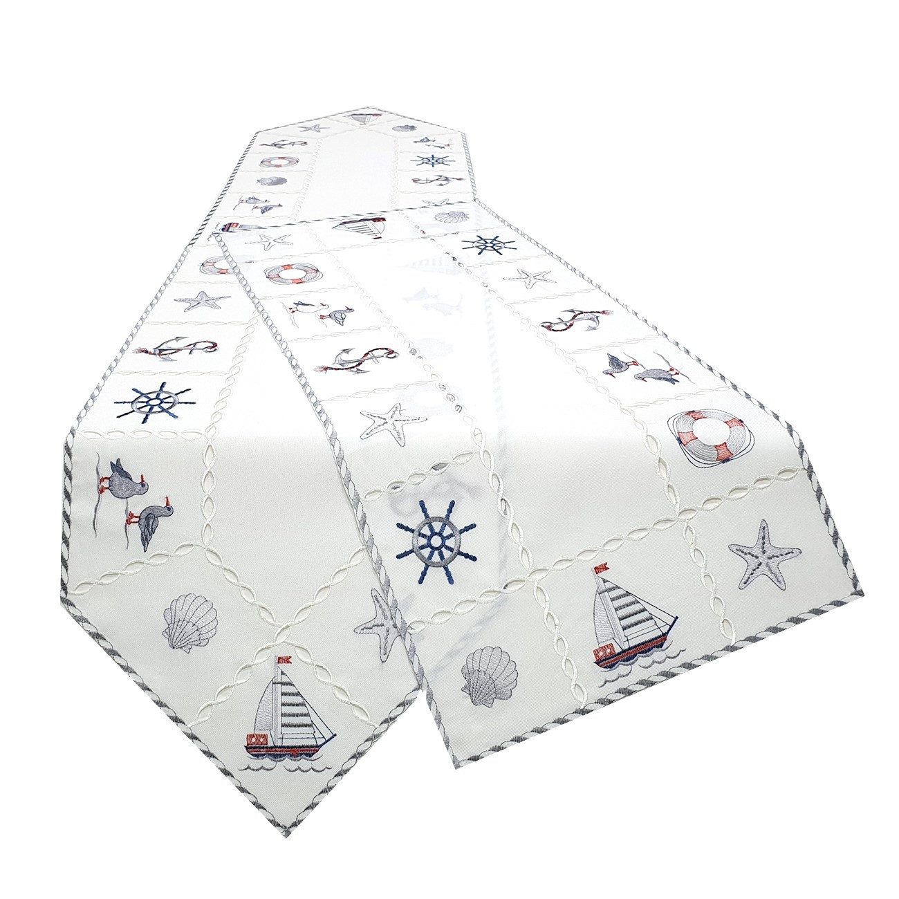 Brilliant Mitteldecke Bestickt / Versch. Größen / Maritim / CY-5366M, Bestickt