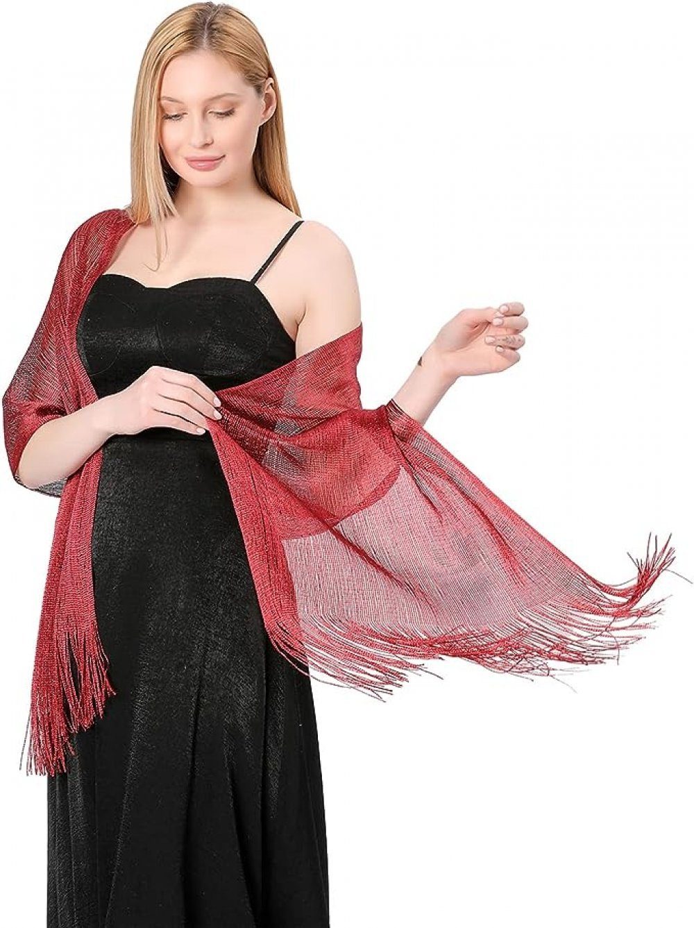 WaKuKa Schal Holiday metal buckle shawl suitable for sparkling evening parties Purplishred