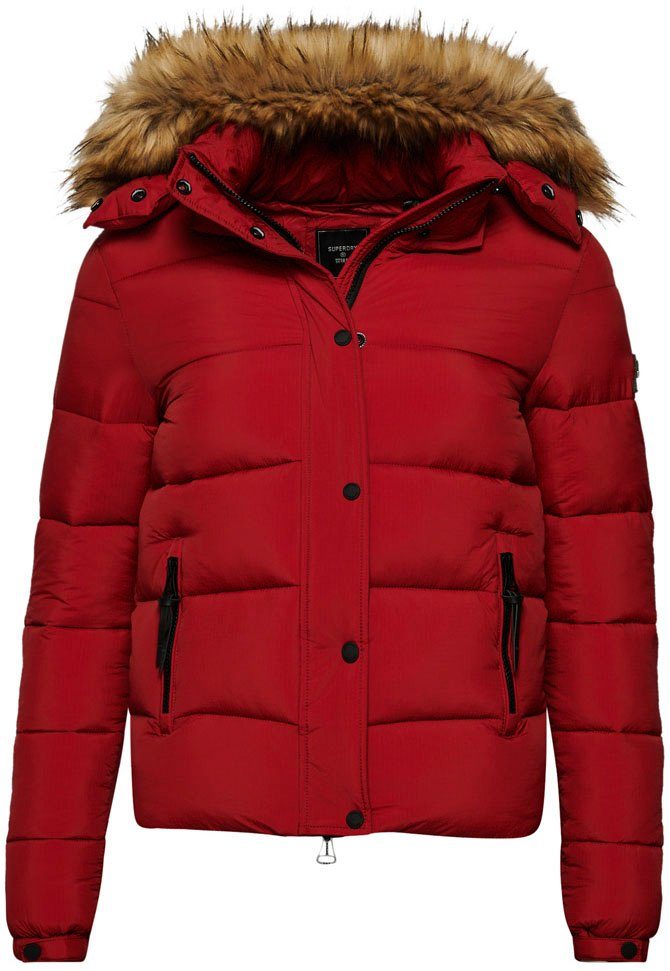 Superdry Winterjacke Kurz geschnittene Kapuzenjacke Mid Layer rot